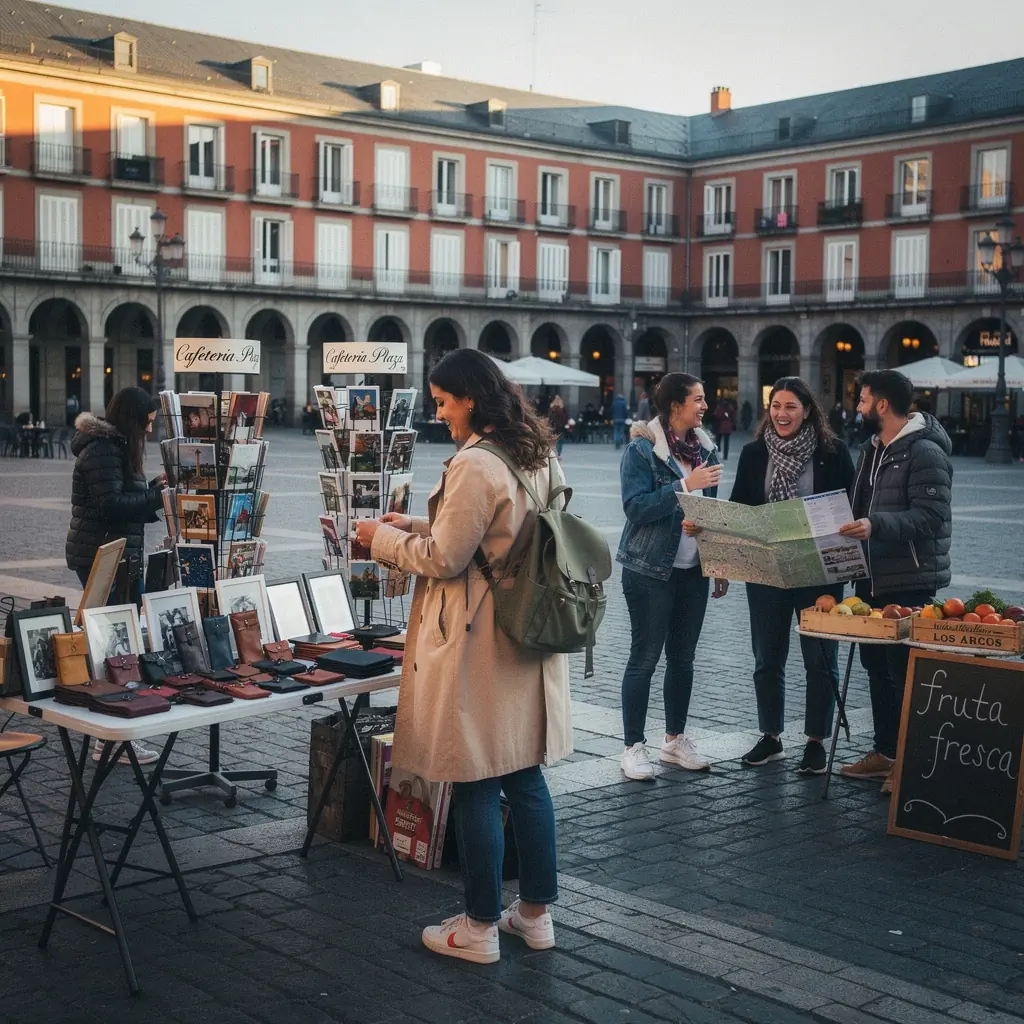 Turista tomando fotos de una famosa atracción turística en una ciudad española.